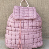 Babe Beachwear pink Puffer Backpack Lightweight with quilted design and drawstring closure