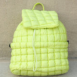 Babe Beachwear Puffer Backpack Lightweight in bright yellow with quilted design and drawstring closure