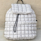 Babe Beachwear white Puffer Backpack Lightweight with quilted design and top flap closure