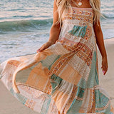 Boho Patchwork Square Neck Sundress - Resort Wear Delight - Beach Babes Beachwear - Fort Lauderdale
