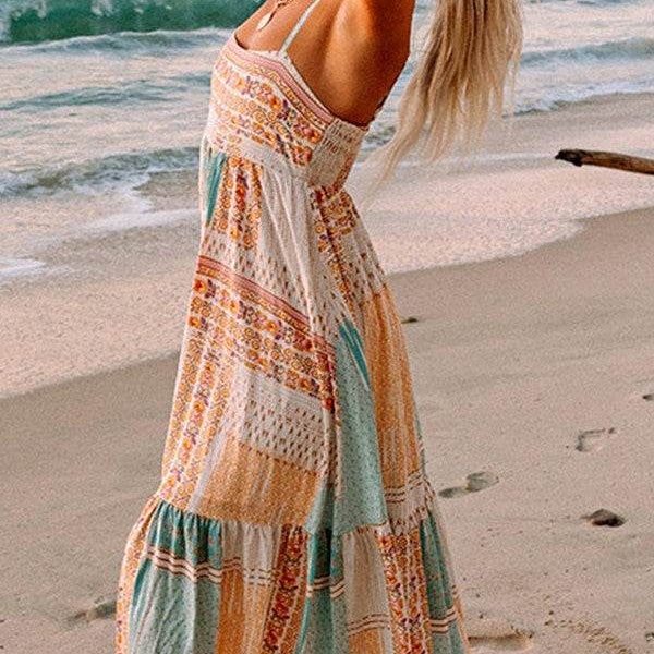 Boho Patchwork Square Neck Sundress - Resort Wear Delight - Beach Babes Beachwear - Fort Lauderdale