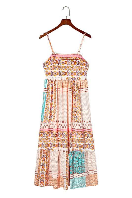 Boho Patchwork Square Neck Sundress - Resort Wear Delight - Beach Babes Beachwear - Fort Lauderdale