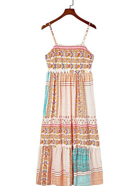 Boho Patchwork Square Neck Sundress - Resort Wear Delight - Beach Babes Beachwear - Fort Lauderdale