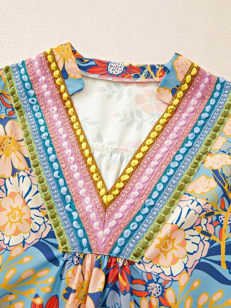 Boho Floral Multicolor Blouse - Perfect Beach Wear - Beach Babes Beachwear - Fort Lauderdale