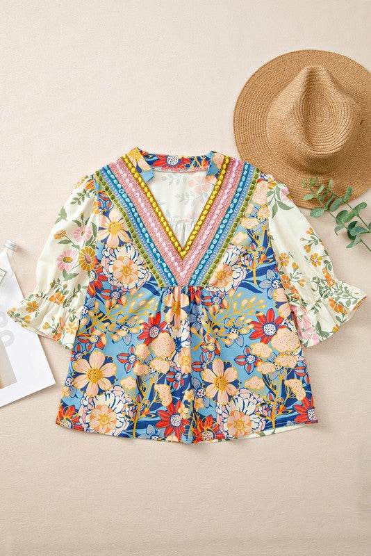 Boho Floral Multicolor Blouse - Perfect Beach Wear - Beach Babes Beachwear - Fort Lauderdale