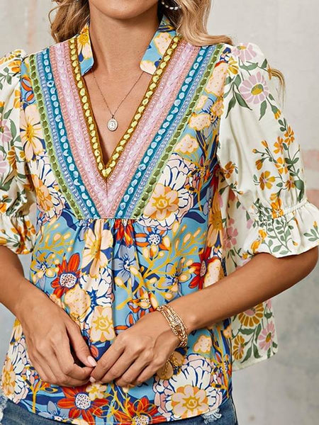 Boho Floral Multicolor Blouse - Perfect Beach Wear - Beach Babes Beachwear - Fort Lauderdale