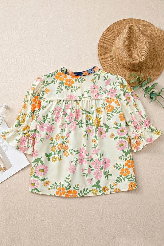 Boho Floral Multicolor Blouse - Perfect Beach Wear - Beach Babes Beachwear - Fort Lauderdale
