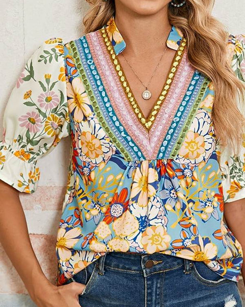 Boho Floral Multicolor Blouse - Perfect Beach Wear - Beach Babes Beachwear - Fort Lauderdale