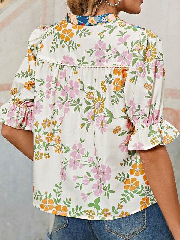 Boho Floral Multicolor Blouse - Perfect Beach Wear - Beach Babes Beachwear - Fort Lauderdale