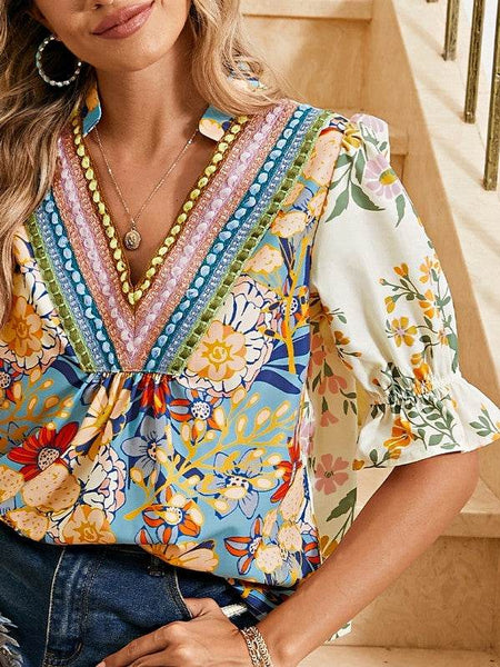 Boho Floral Multicolor Blouse - Perfect Beach Wear - Beach Babes Beachwear - Fort Lauderdale