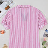 Pink Striped V-Neck Dolman Blouse | Beach Wear - Beach Babes Beachwear - Fort Lauderdale