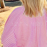 Pink Striped V-Neck Dolman Blouse | Beach Wear - Beach Babes Beachwear - Fort Lauderdale