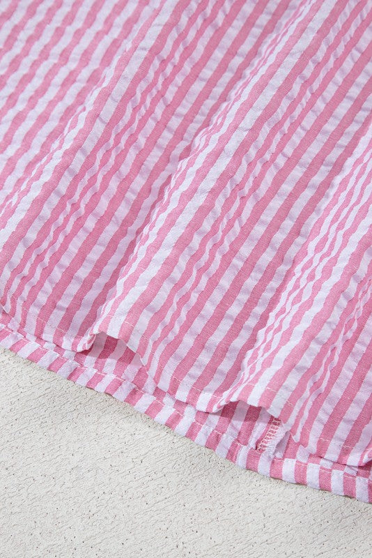 Pink Striped V-Neck Dolman Blouse | Beach Wear - Beach Babes Beachwear - Fort Lauderdale