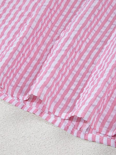 Pink Striped V-Neck Dolman Blouse | Beach Wear - Beach Babes Beachwear - Fort Lauderdale