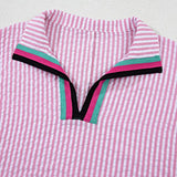 Pink Striped V-Neck Dolman Blouse | Beach Wear - Beach Babes Beachwear - Fort Lauderdale