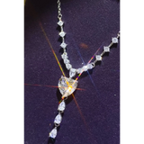 Brilliant 3 Carat Sterling Silver Necklace with Heart Pendant3 carat sterling silver necklace with heart-shaped and round sparkling stones on a delicate chain
