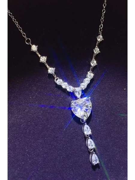 Brilliant 3 Carat Sterling Silver Necklace with Heart Pendant3 carat sterling silver necklace with heart-shaped and round sparkling stones
