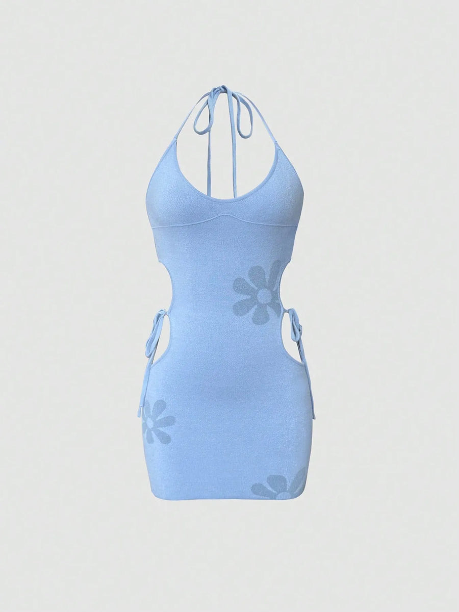 Cutout Halter Neck Mini Dress - Beach Babes Beachwear - Fort Lauderdale