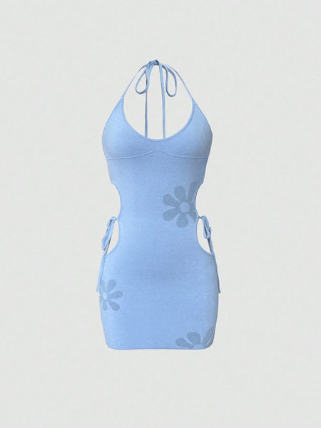 Cutout Halter Neck Mini Dress - Beach Babes Beachwear - Fort Lauderdale