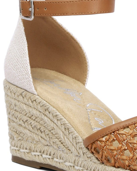 Mason Tan Buckle Wedge Heel Espadrilles - Beach Babes Beachwear - Fort Lauderdale