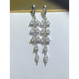 Elegant 6 Carat Drop Earrings with multiple pear-shaped clear stones in silver setting