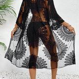Chic Lace Open-Front Longline Cover-Up - Lightweight Style - Beach Babes Beachwear - Fort Lauderdale