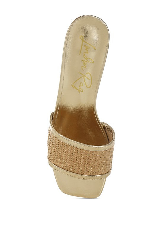 Raffia Slip on Metallic Sandals - Beach Babes Beachwear - Fort Lauderdale