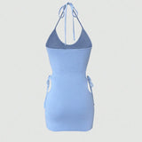 Cutout Halter Neck Mini Dress - Beach Babes Beachwear - Fort Lauderdale