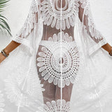 Chic Lace Open-Front Longline Cover-Up - Lightweight Style - Beach Babes Beachwear - Fort Lauderdale