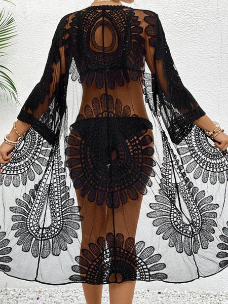 Chic Lace Open-Front Longline Cover-Up - Lightweight Style - Beach Babes Beachwear - Fort Lauderdale