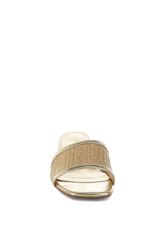 Raffia Slip on Metallic Sandals - Beach Babes Beachwear - Fort Lauderdale