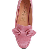 Rag Company women's denim bow loafers in pink with eco-friendly insole and large fabric bow detail