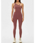 Babe Beachwaer asymmetrical neck activewear jumpsuit for women in mauve with cutout sides