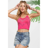 Pink Rhinestone Crop Top - Beach Babes Beachwear - Fort Lauderdale