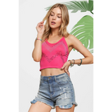 Pink Rhinestone Crop Top - Beach Babes Beachwear - Fort Lauderdale