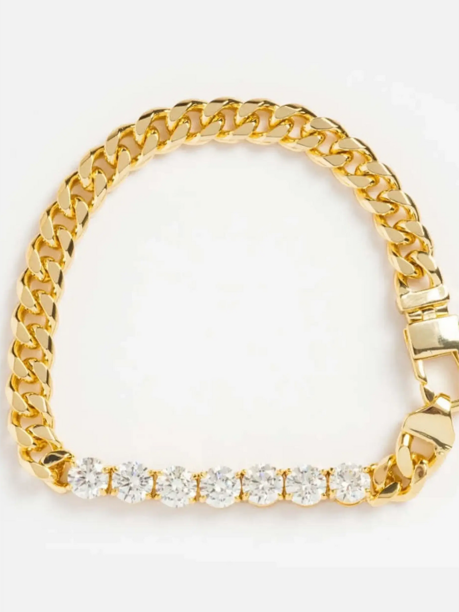 Trendsi gold chain necklace with clear stones, affordable gold jewelry for beachwear style