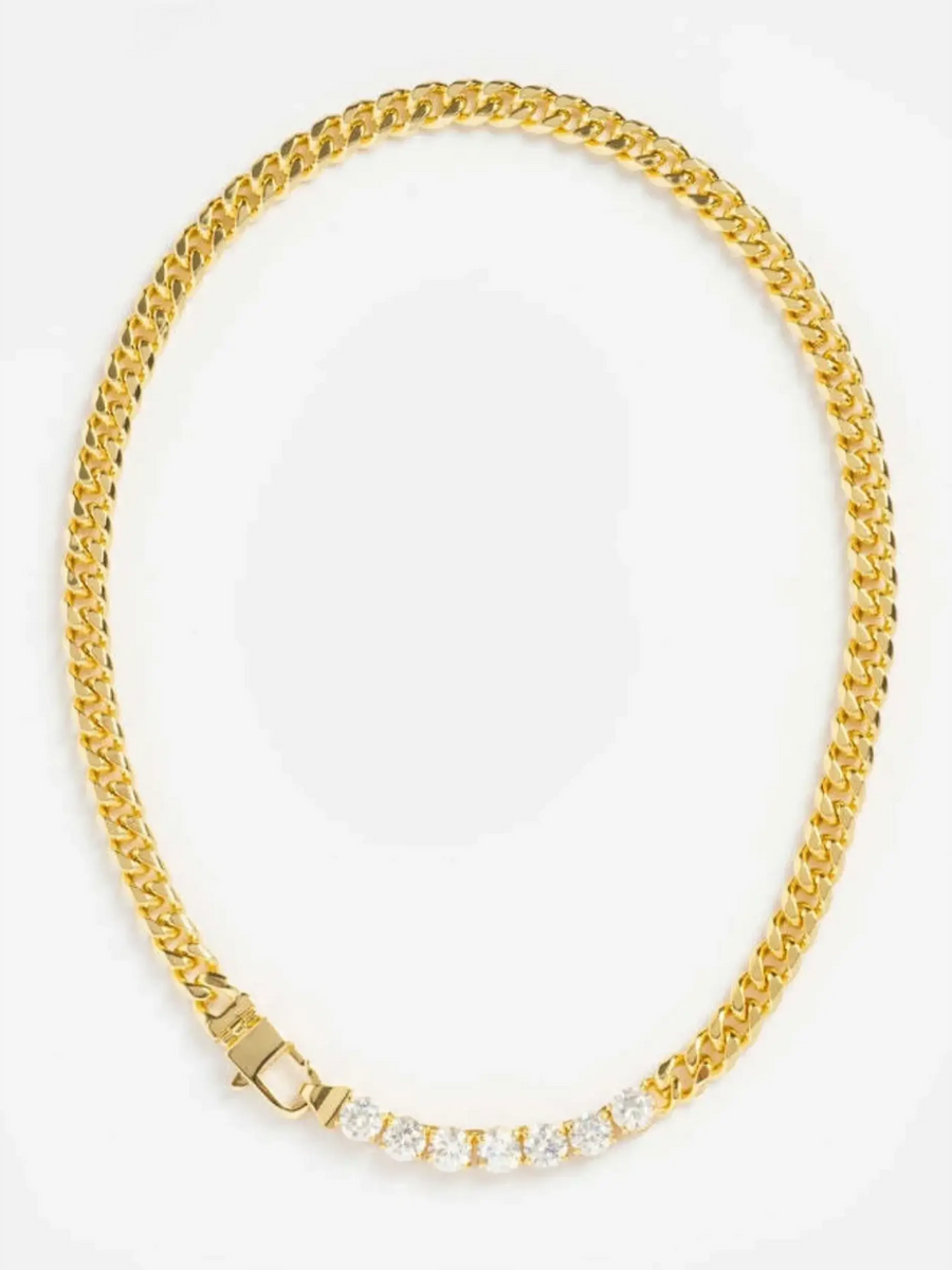 Trendsi gold chain necklace with diamond accents affordable gold jewelry for beachwear