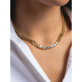 Trendsi gold necklace with sparkling stones for affordable gold jewelry for beachwear style