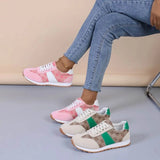 Trendsi affordable summer flat sneakers in pink and beige with green accents for casual wear