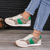 Trendsi affordable summer flat sneakers in beige and green with stylish pattern and white sole