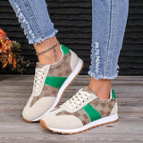 Trendsi affordable summer flat sneakers with green accents and patterned beige design