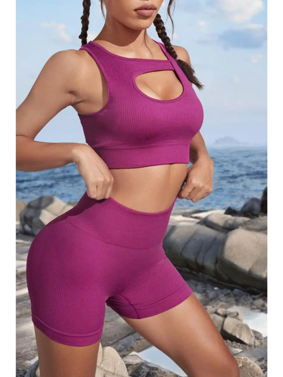 Cutout Two-Piece Sports Set - Beach Babes Beachwear - Fort Lauderdale