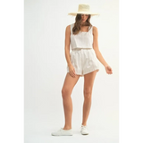 Babe Beachwear White Beach Summer Crop top Short set with sleeveless crop top and high-waisted shorts