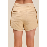 Trendsi beige High Rise Cargo Shorts with back pockets and comfortable fit for casual wear
