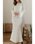 Trendsi white backless flare sleeve lace dress maxi dress with intricate circular lace pattern