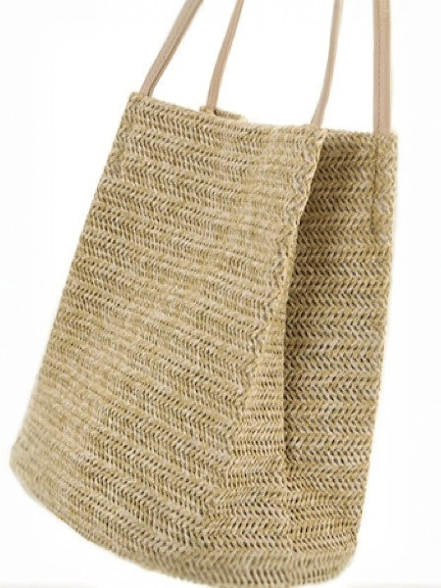 Woven straw tote with handles perfect for beach days stylish straw totes accessory