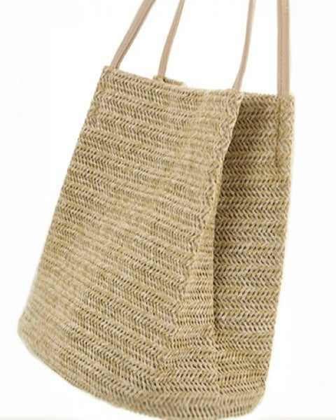 Woven straw tote with handles perfect for beach days stylish straw totes accessory