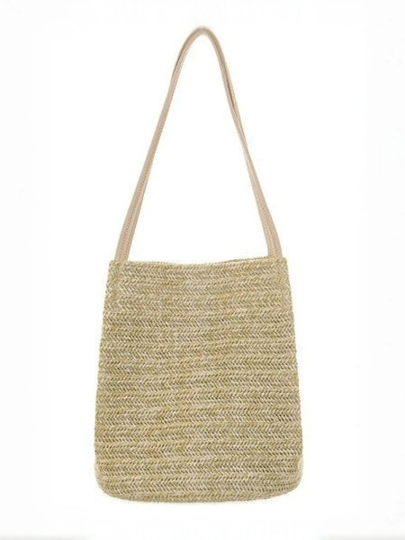 Woven straw shoulder bag from Stylish Straw Tote for perfect beach days, great straw tote choice