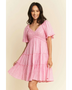 Trendsi Barbie pink resort wear midi dress with short flutter sleeves and tiered skirt