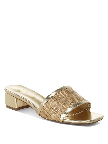 Raffia Slip on Metallic Sandals - Beach Babes Beachwear - Fort Lauderdale